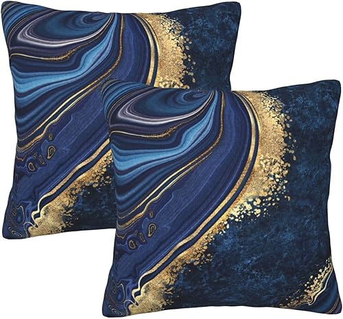 Miniatura 10 de Fiokroo Juego de 2 fundas de almohada con textura de mármol negro y dorado fundas de almohada cuadradas con textura de mármol para sofá dormitorio