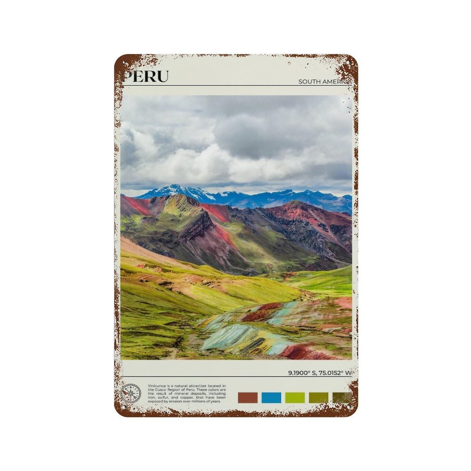 xiaoxiaoshen Real Photo Peru Decor South America Wall Decor Art Metal Tin Poster Modern Home Decor Art Home Bar Shop Decorations Vintage Sign 30x20cm