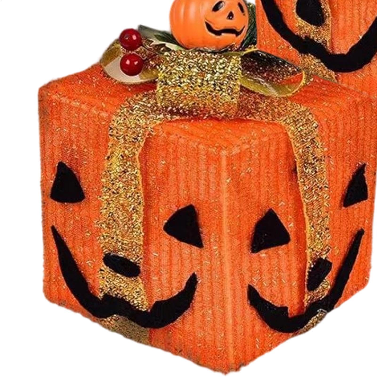 Beleuchtete Kürbis-Dekoration 3er Set Lustige Halloween LED Leuchtende