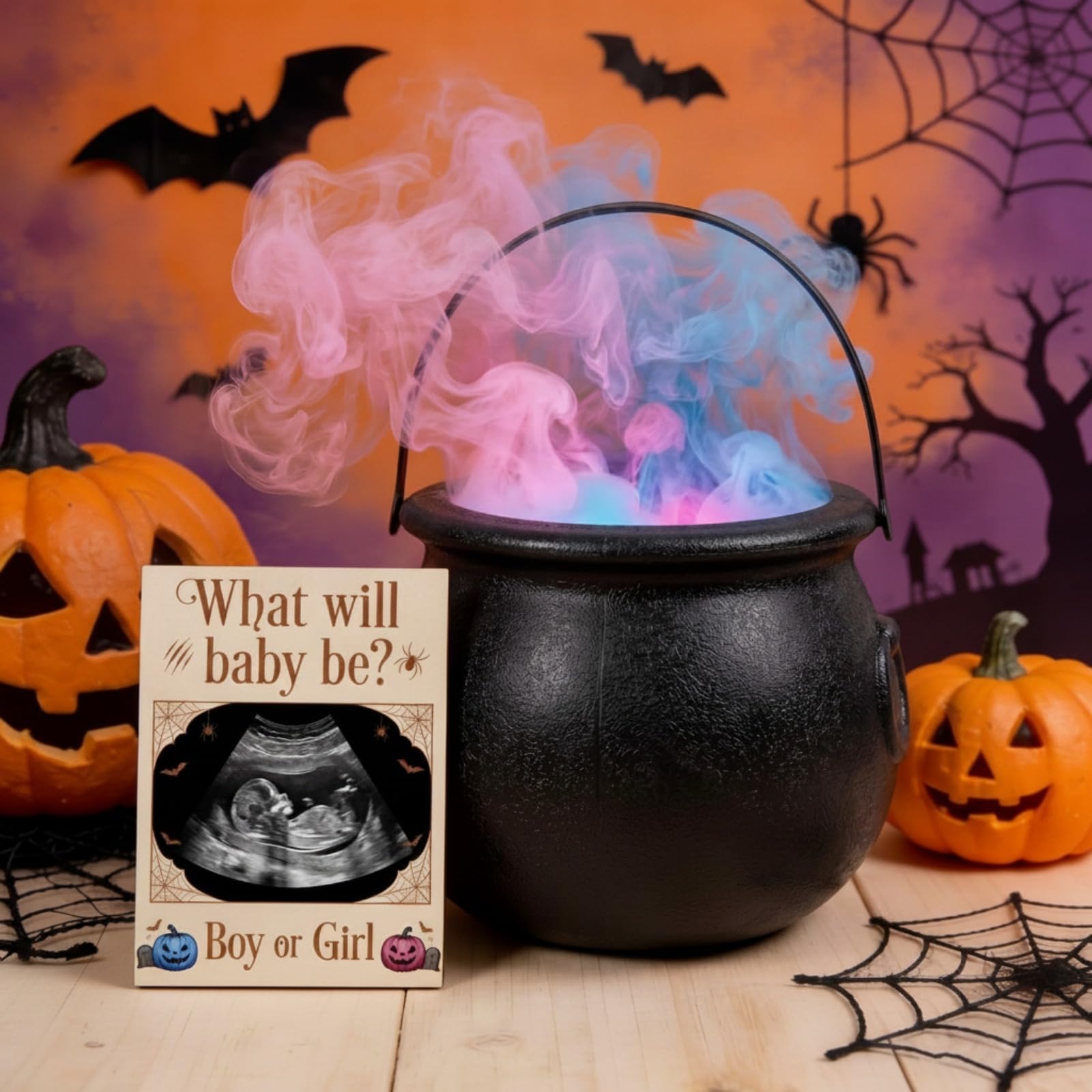 Jeux de révélation du sexe Halloween pot de sorcière et cadre