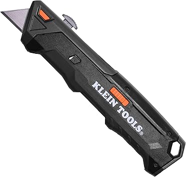 Klein Tools 44308 Auto-Loading Retractable Utility Knife, Utility Box Cutter, Dual-Sided 10 Blade Magazine, Standard and Hook Blades, Professional Work Knife