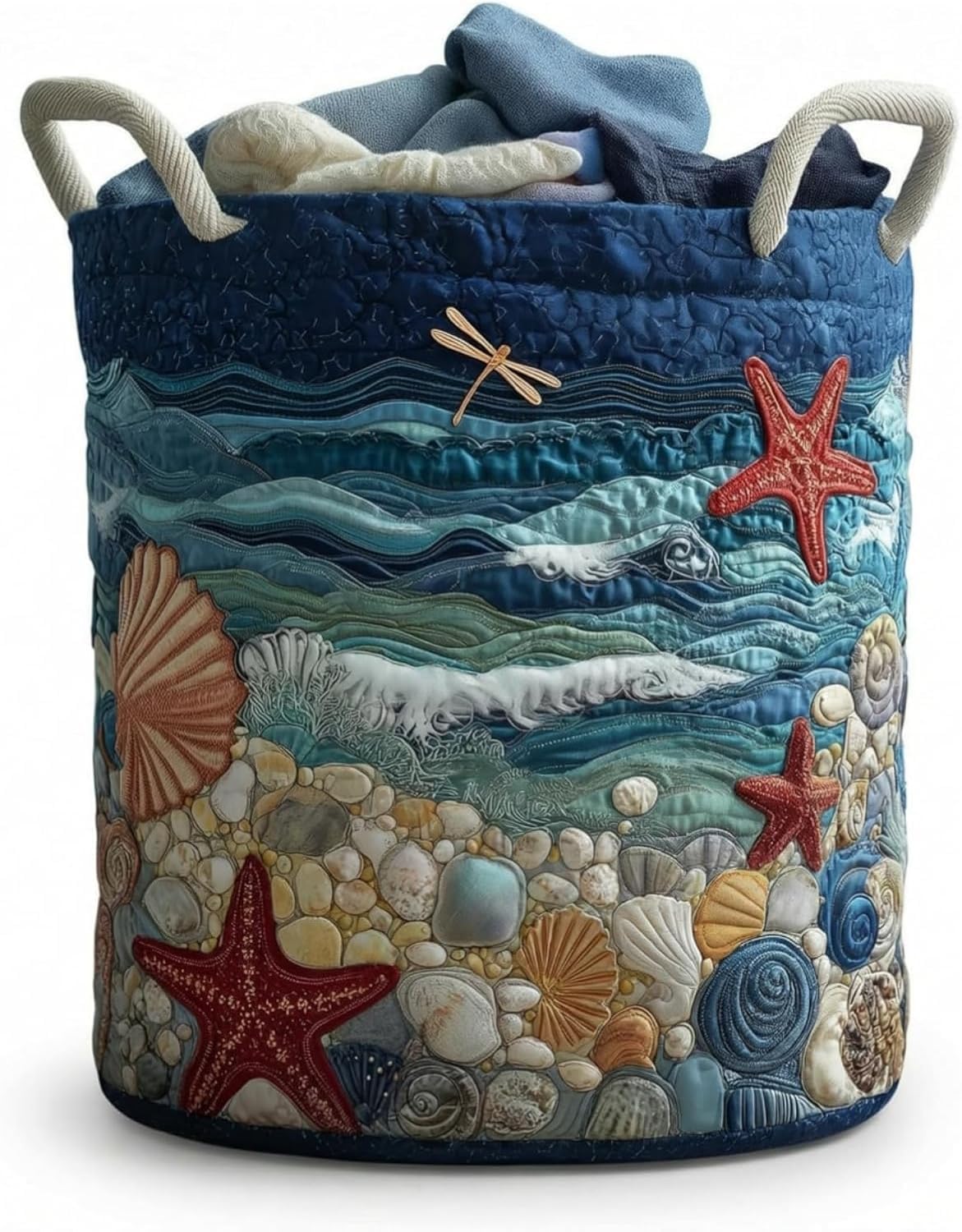 Quilted Laundry Basket with Handles,3 Sizes Foldable Quilted Storage Basket (A14,L(20in*28in))