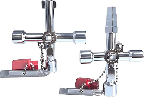 2 llaves universales 4 en 1, herramientas eléctricas de fontanero de aleación de zinc, llave de medidor de agua multifuncional antioxidante duradera