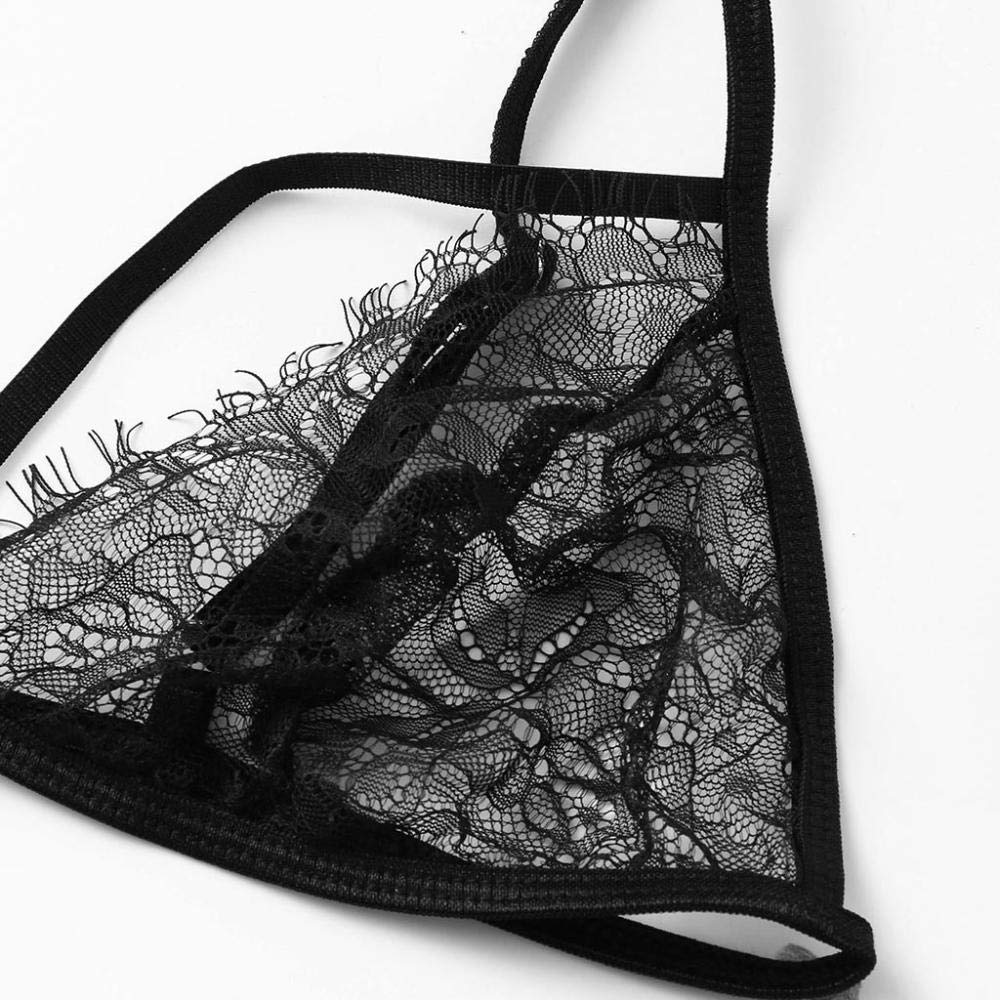 Set di Biancheria Intima da Donna Set di Biancheria Intima Sexy da Donna in Pizzo Babydoll Costumi erotici Reggiseno Perizoma con Set di Biancheria Intima a Fascia Lingerie (Nero S)
