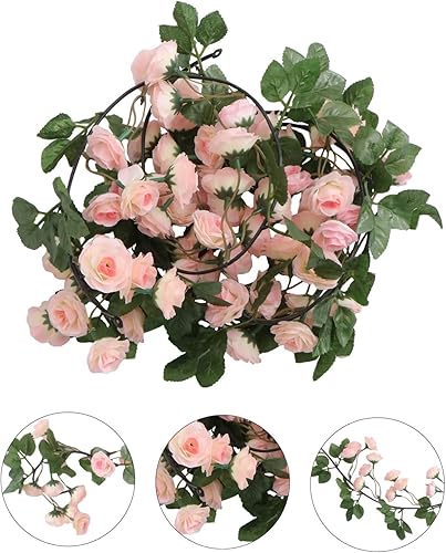 Miniatura 5 de ARTIBETTER 1 cuerda decorativa de vides de rosas elegantes de ratán para colgar en la pared, guirnalda de glicinias, decoración de boda, decoración