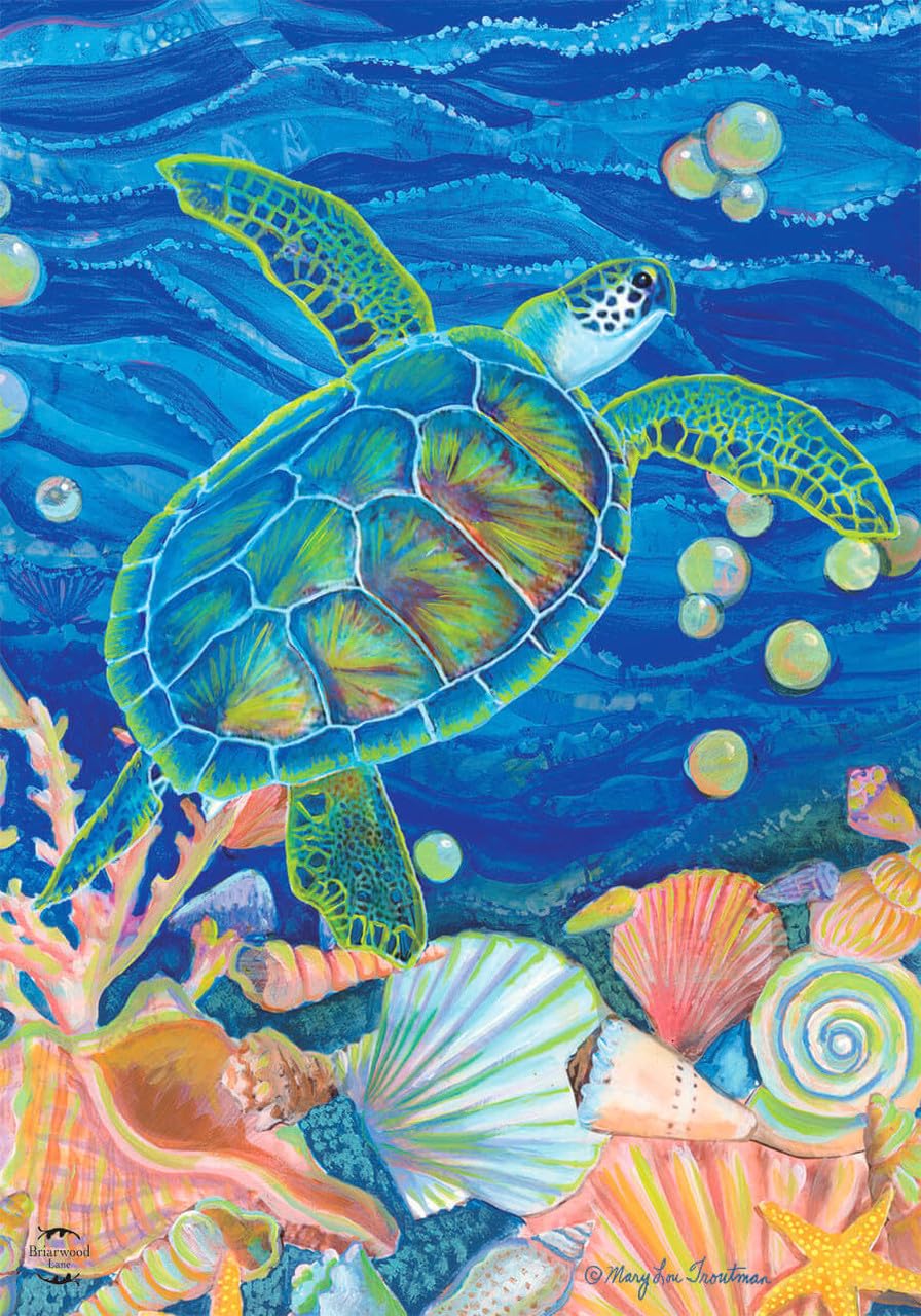 Briarwood Lane Swimming Sea Turtle Summer Garden Flag