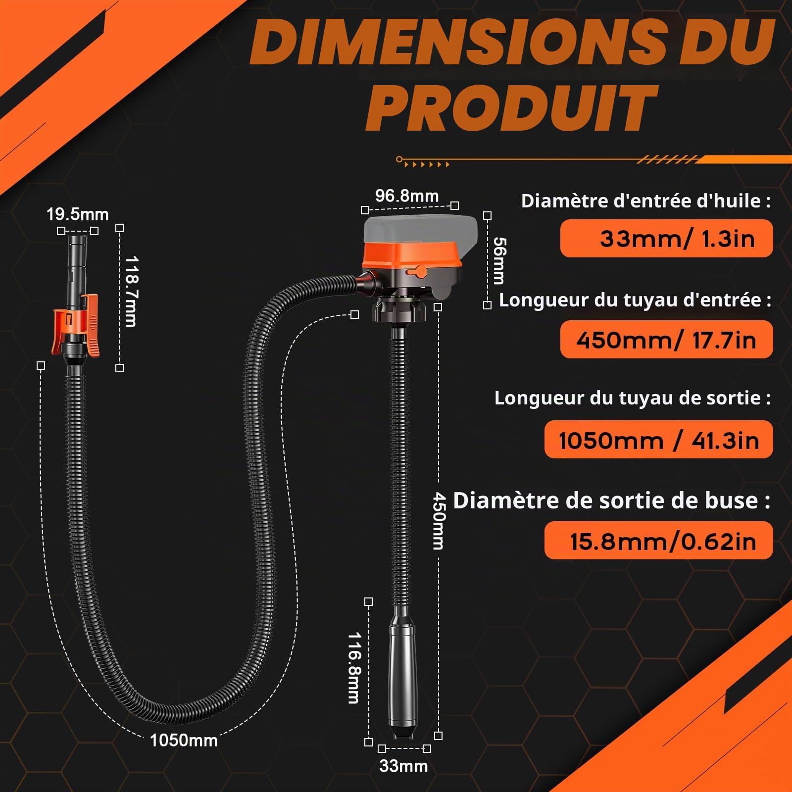 Pompe carburant arrêt automatique pour Dewalt 20 V Milwaukee 18 V batterie | Pompe de transfert portable pour essence, diesel, kérosène (12 L/min) avec tuyau, adaptateurs