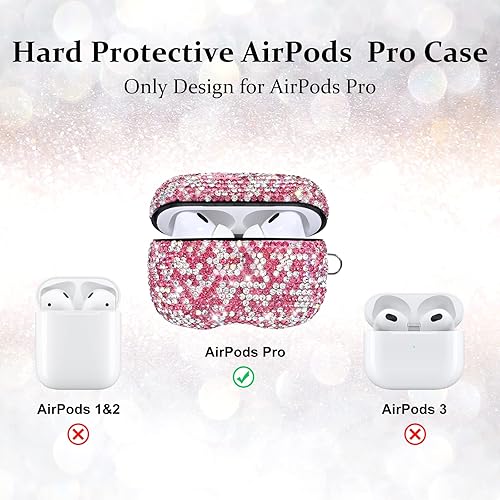 Miniatura 5 de Newseego Funda para AirPods Pro, funda de lujo con diamantes de imitación brillantes, kit de regalo para AirPods Pro, llavero, correa antipérdida,