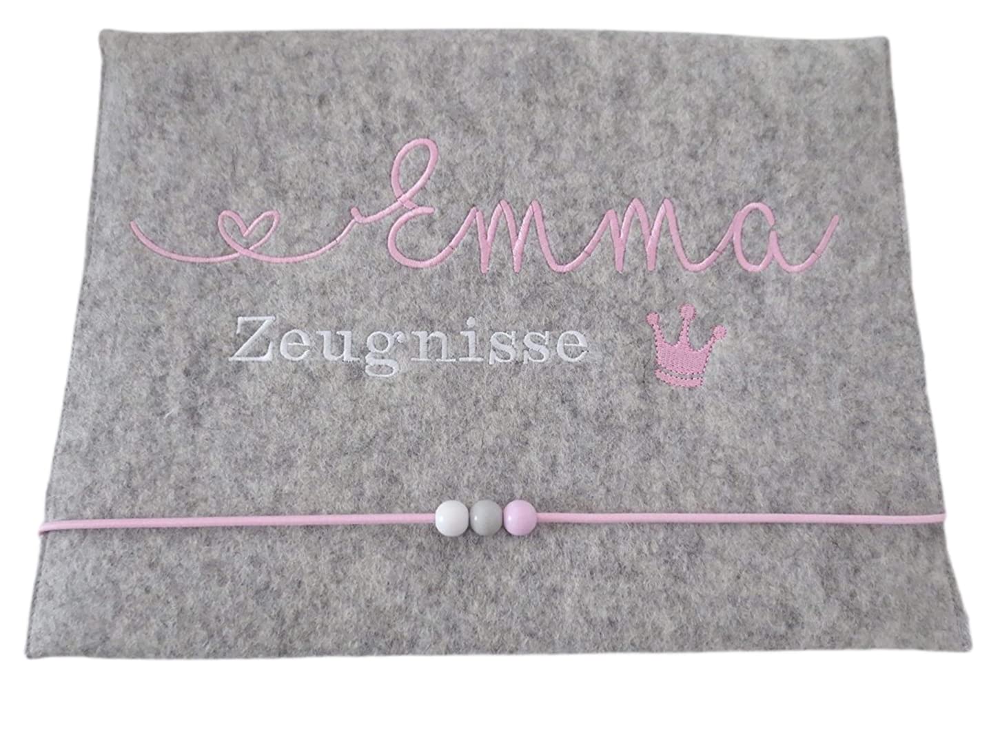 Zeugnismappe Wollfilz Mappe Zeugnisse DIN A4 Grundschule Schule "Krone"