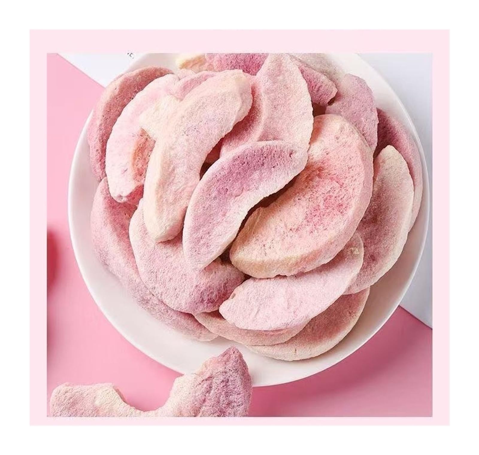 Melocotones liofilizados en rodajas gruesas 45 g, que conservan el sabor fresco y natural de la fruta, ligeros y crujientes(10pcs)