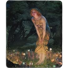dealzEpic - Art Mousepad - Natural Rubber Mouse Pad with Famous Fine Art Painting of Midsummer Eve with Girl and Little Fairies in The Forest by Edward Robert Hughes - Stitched Edges - 9.5x7.9 inches