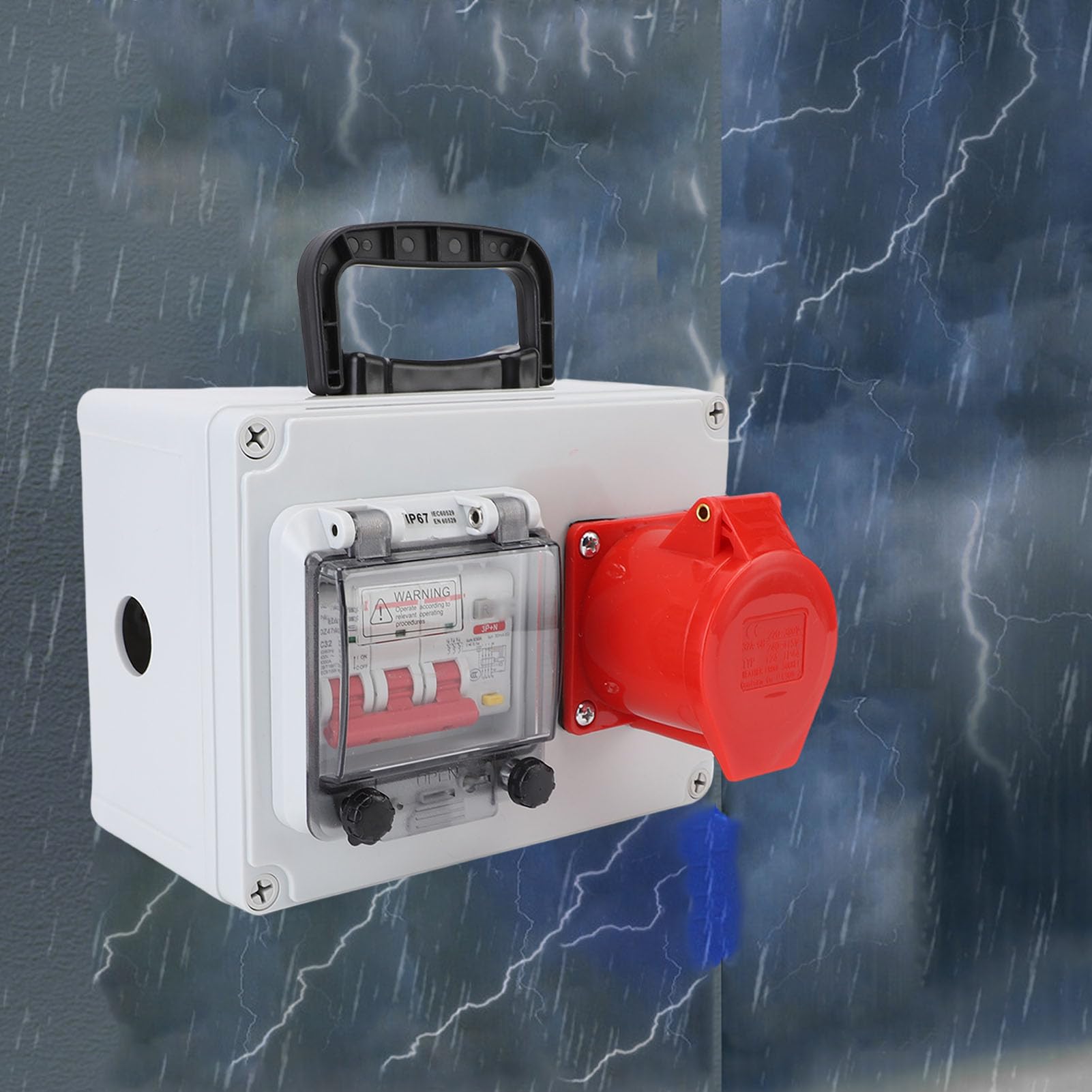 Scatola di distribuzione industriale portatile con interruttore automatico per prese elettriche per officina di fabbrica da cantiere 200x150x100mm