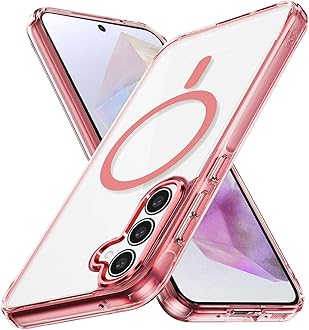 Lunivop for Samsung Galaxy A35 5G Case Hard [Compatible with Magsafe ] Yellowing Resistant Magnetic Cover Clear para A 35 6.6 inch 2024 Rugged Best Phone Cases Pink