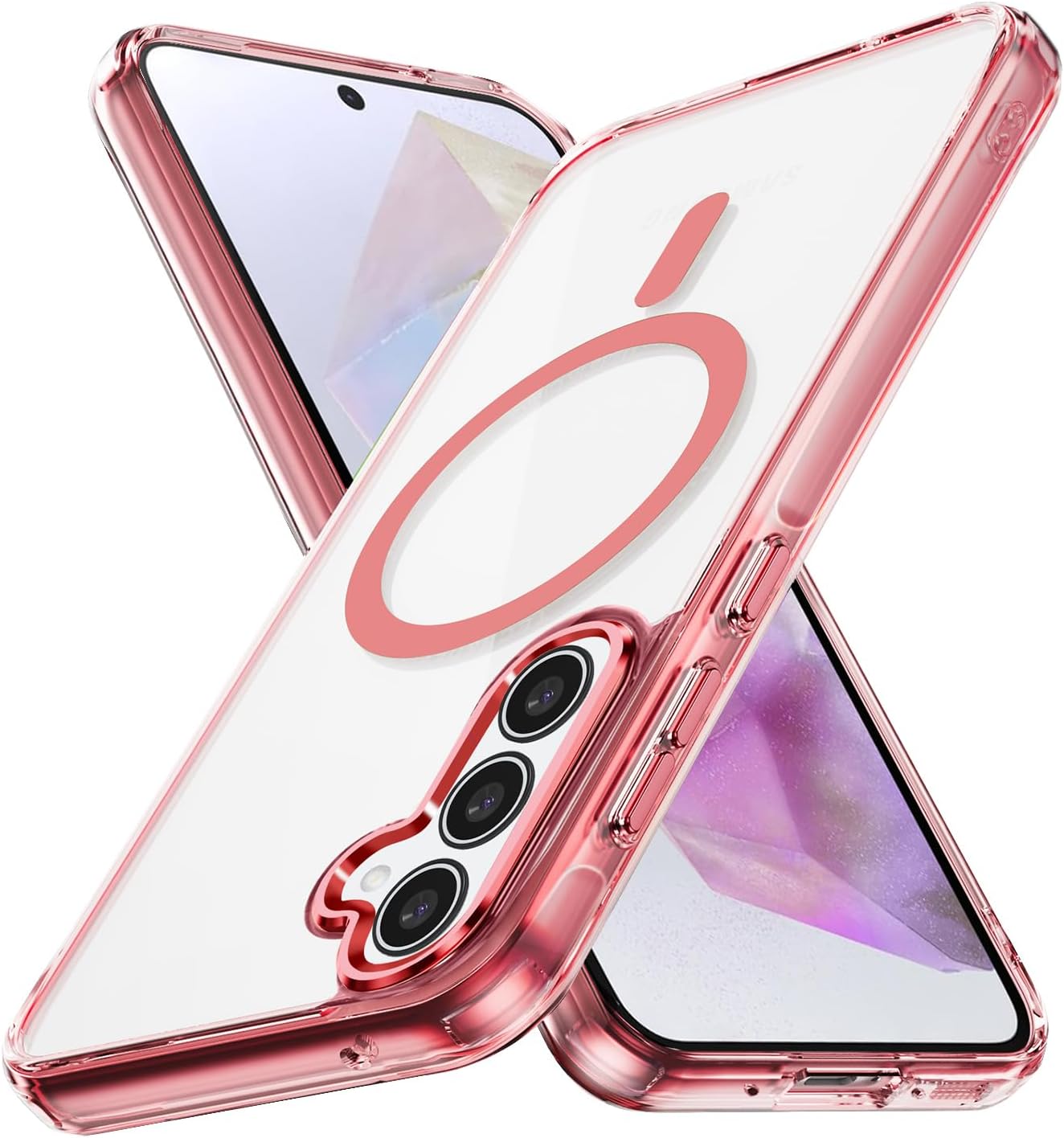 Lunivop for Samsung Galaxy A35 5G Case Hard [Compatible with Magsafe ] Yellowing Resistant Magnetic Cover Clear para A 35 6.6 inch 2024 Rugged Best Phone Cases Pink