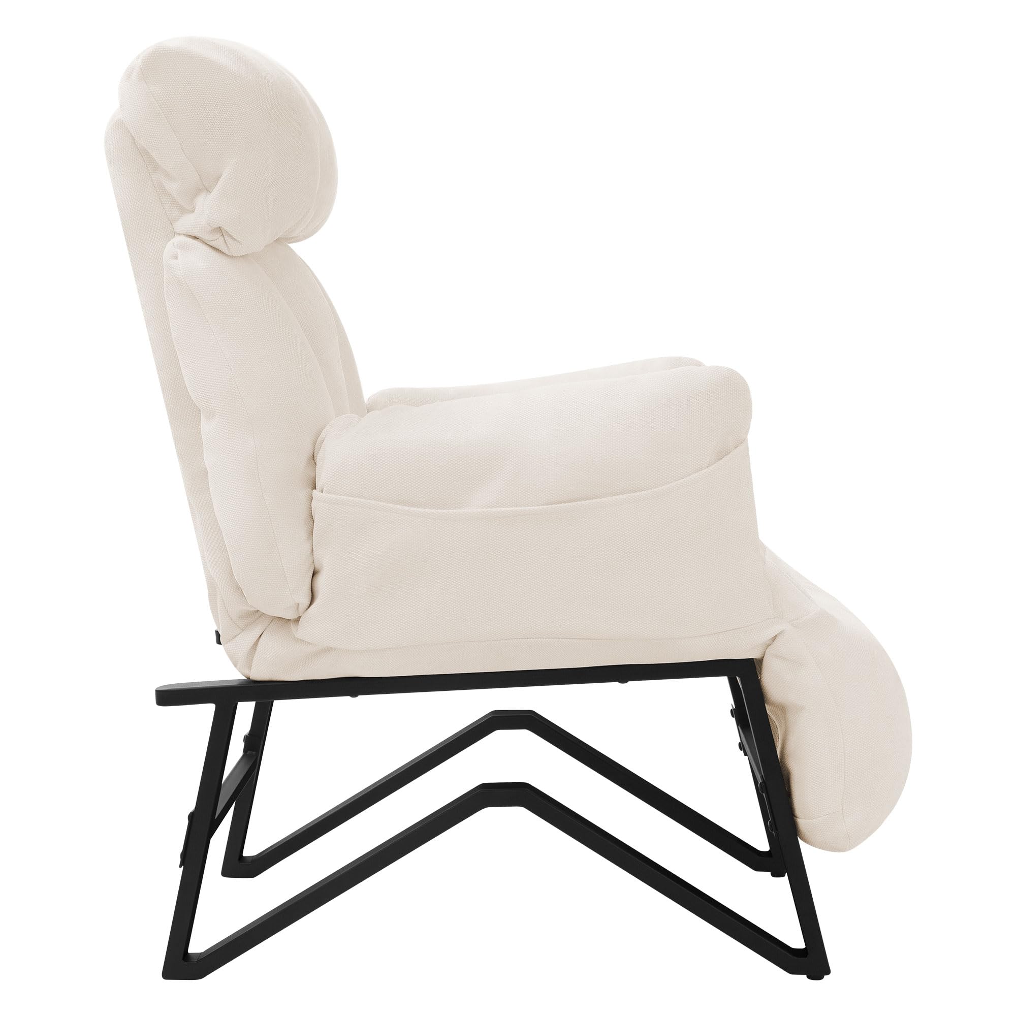 ML-Design Sillón de Relax Reclinable Beige Asiento de Salón con Funda de Lino Butaca de TV Moderno Ajustable con Resposabrazos, Reposapíes, Bolsillos Laterales Sofá Tapizado Individual de Lectura