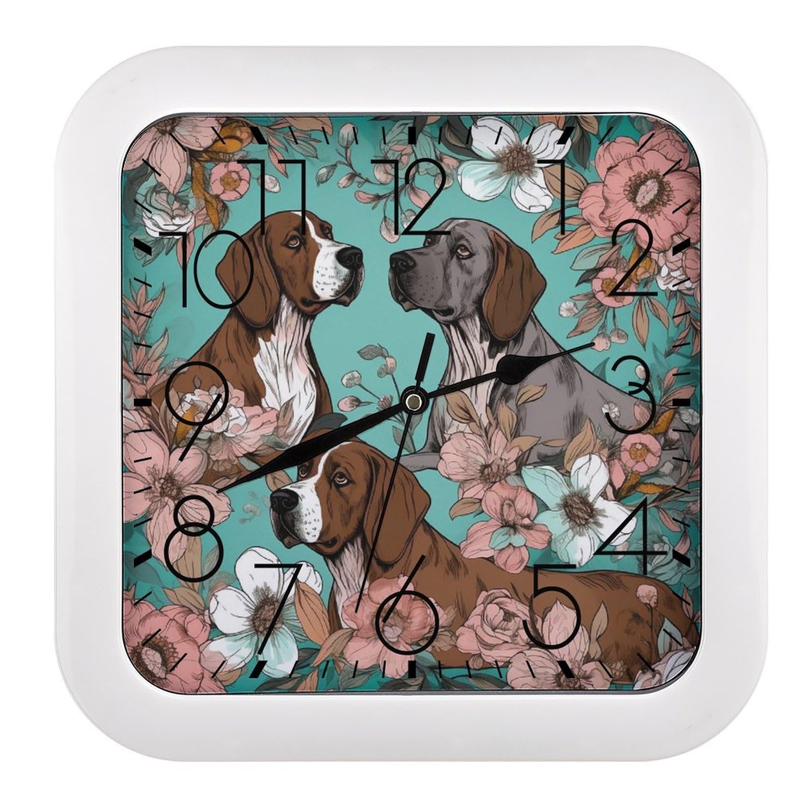 NTVOWPZO 10 Inch Wall Clock Animal Battery Operated Wall Clocks Silent Non-Ticking Square Wall Clock for Living Room Kitchen Home Office Wall Decorative Clocks