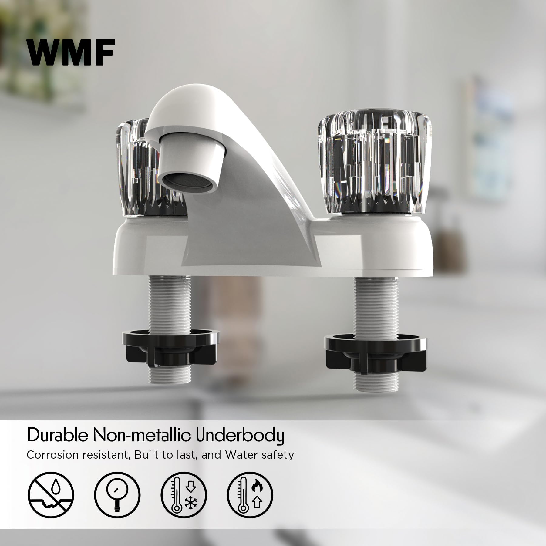 WMF RV Bathroom Faucet with Smoke Handles 4-Inch Centerset 2 Handle Sink Faucet for Camper Travel Trailer Mobile — view 7