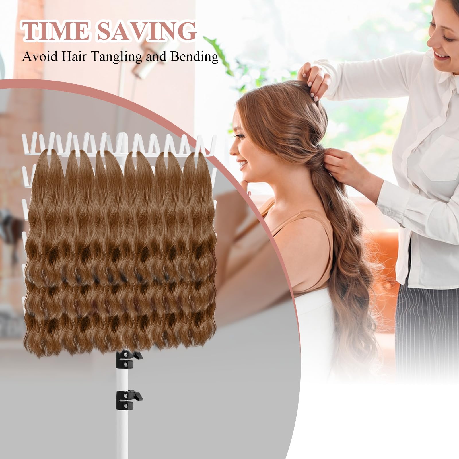 JANMPASK Height-Adjustable Braiding Hair Rack with 144 Pegs and Tools