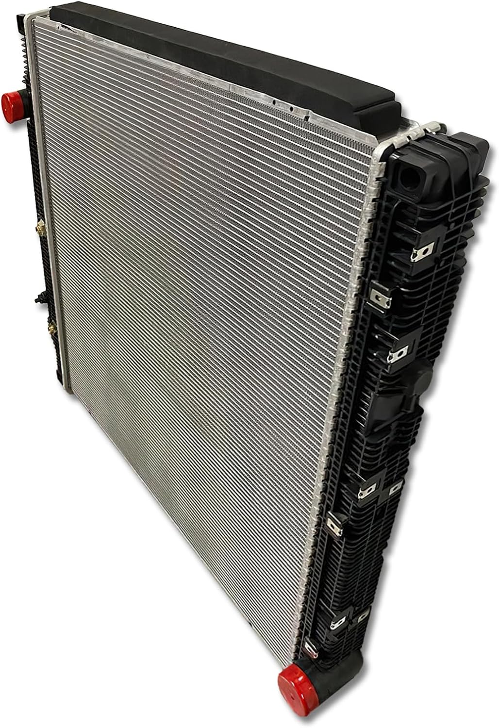 KOZAK Replacement Radiator (TXE1003849D) Compatible With Freightliner Cascadia 2017 & Newer, WITHOUT Frame PLUS Logo, 2x22" Windshield Wipers, License Plate Frame, 2x Trailer Tail Lights and Vest
