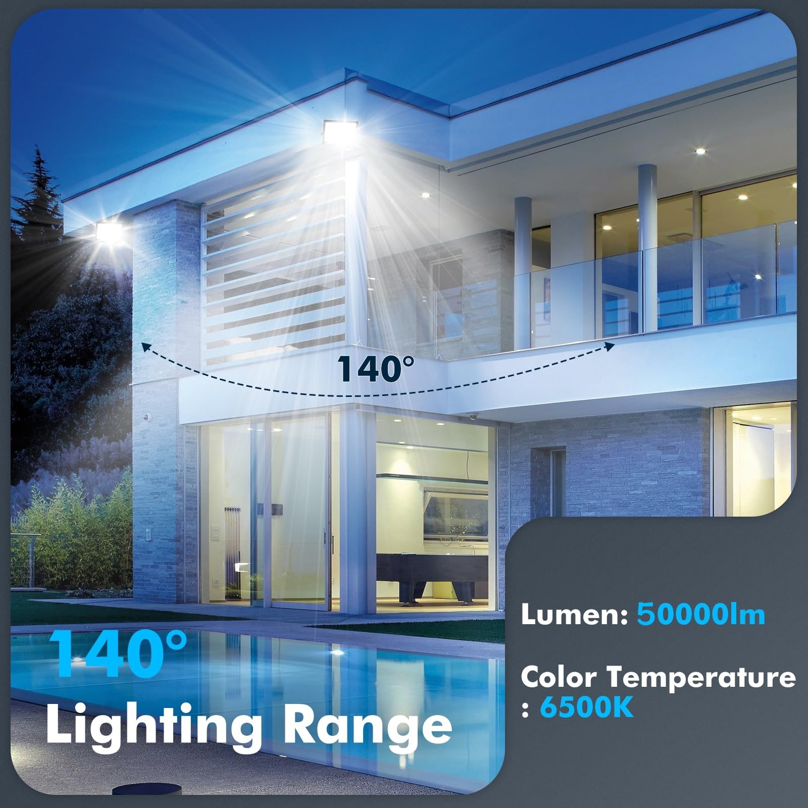 papasbox 2 Stück 500W LED Strahler Außen | Scheinwerfer 6500K Kaltweiß 50000LM Außenstrahler IP66 Wasserdicht Fluter für den Außenbereich Garten Garage Hof