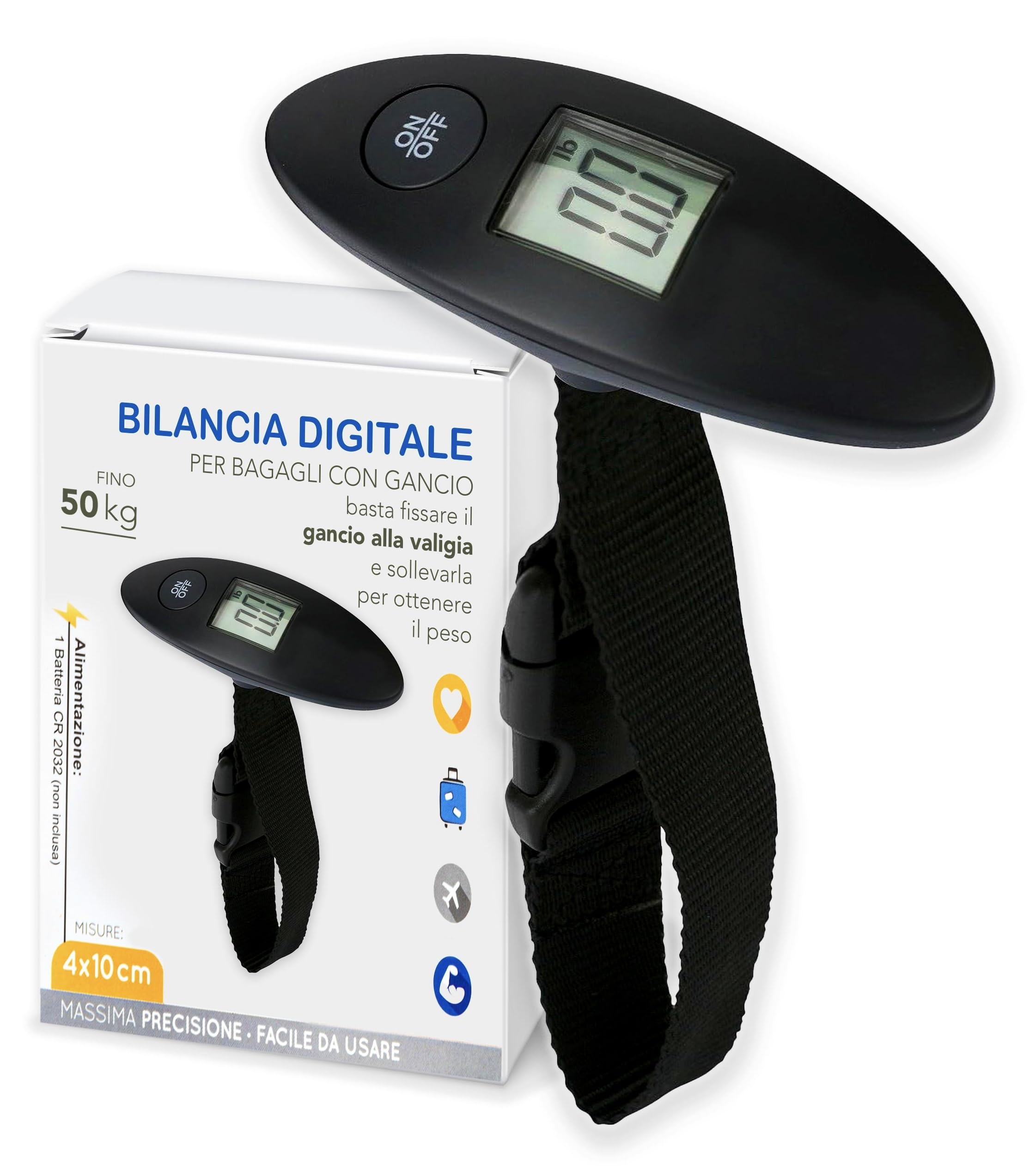 Bilancia Digitale LCD Per Valigie Fino A 40/50 Kg - Bilancia Da Viaggio