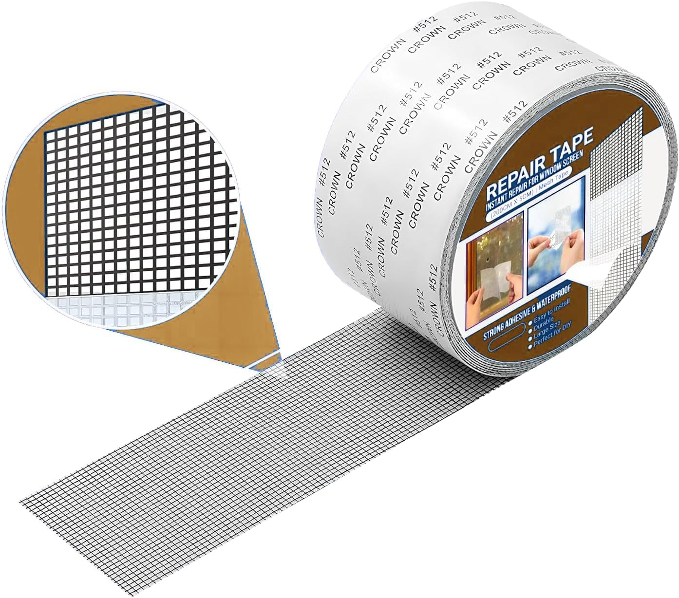 FEDORA Mosquito Net Repair Tape, Window Screen Repair Tap, Strong Adhesive & Waterproof Window Mosquito Net Covering Mesh Tape for Door Tears Holes Screen Patch Repair (200cm X 5cm) (Pack Of 1)