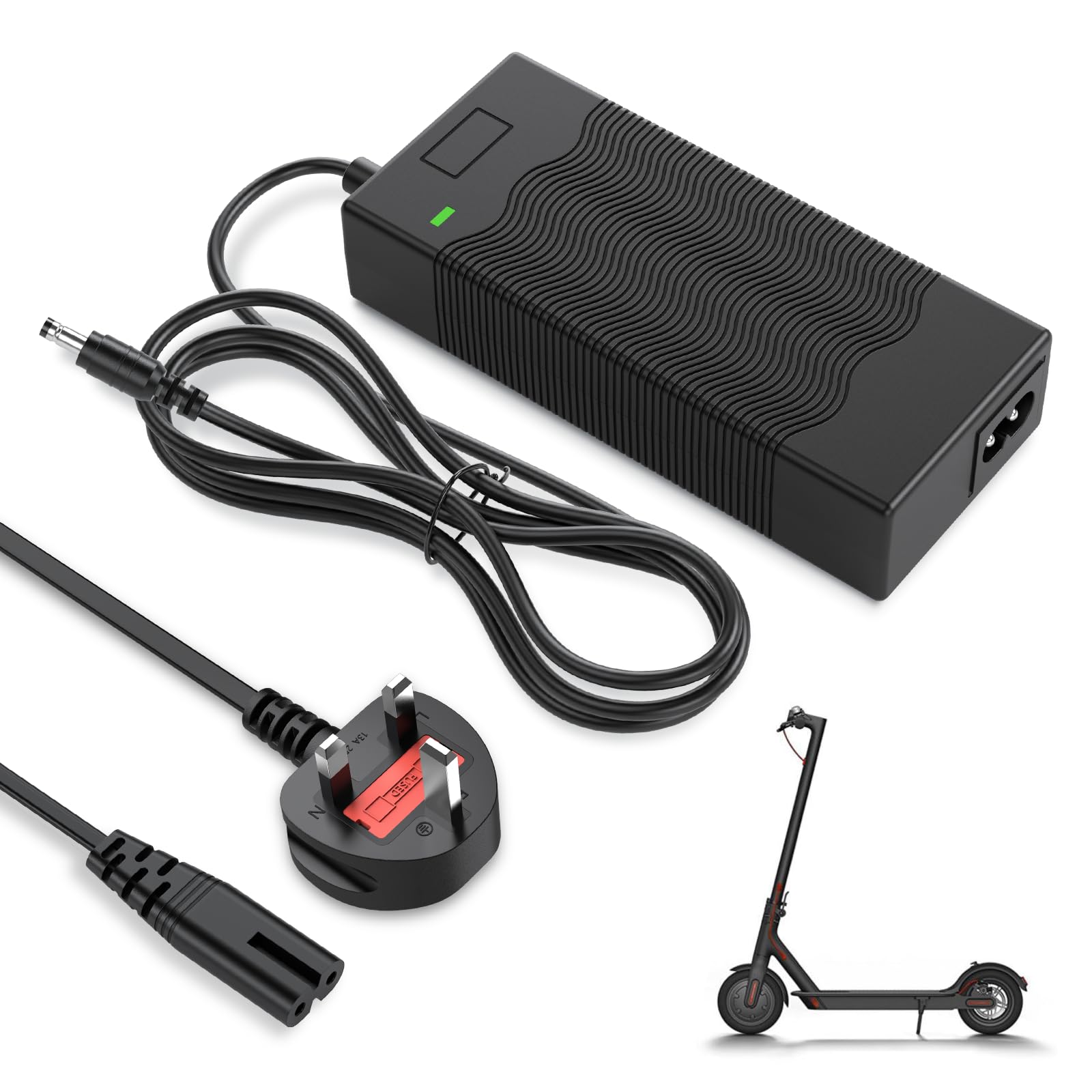 ZIMAOER 42V 1.5A Electric Scooter Charger with 5.5 x 2.5mm Plug, E Scooter Charger Compatible with Xiaomi M365/Pro/1S/Mi3, Ninebot E22D, Bolt, Hoverboards, 36V Electric Scooter Power Adapter