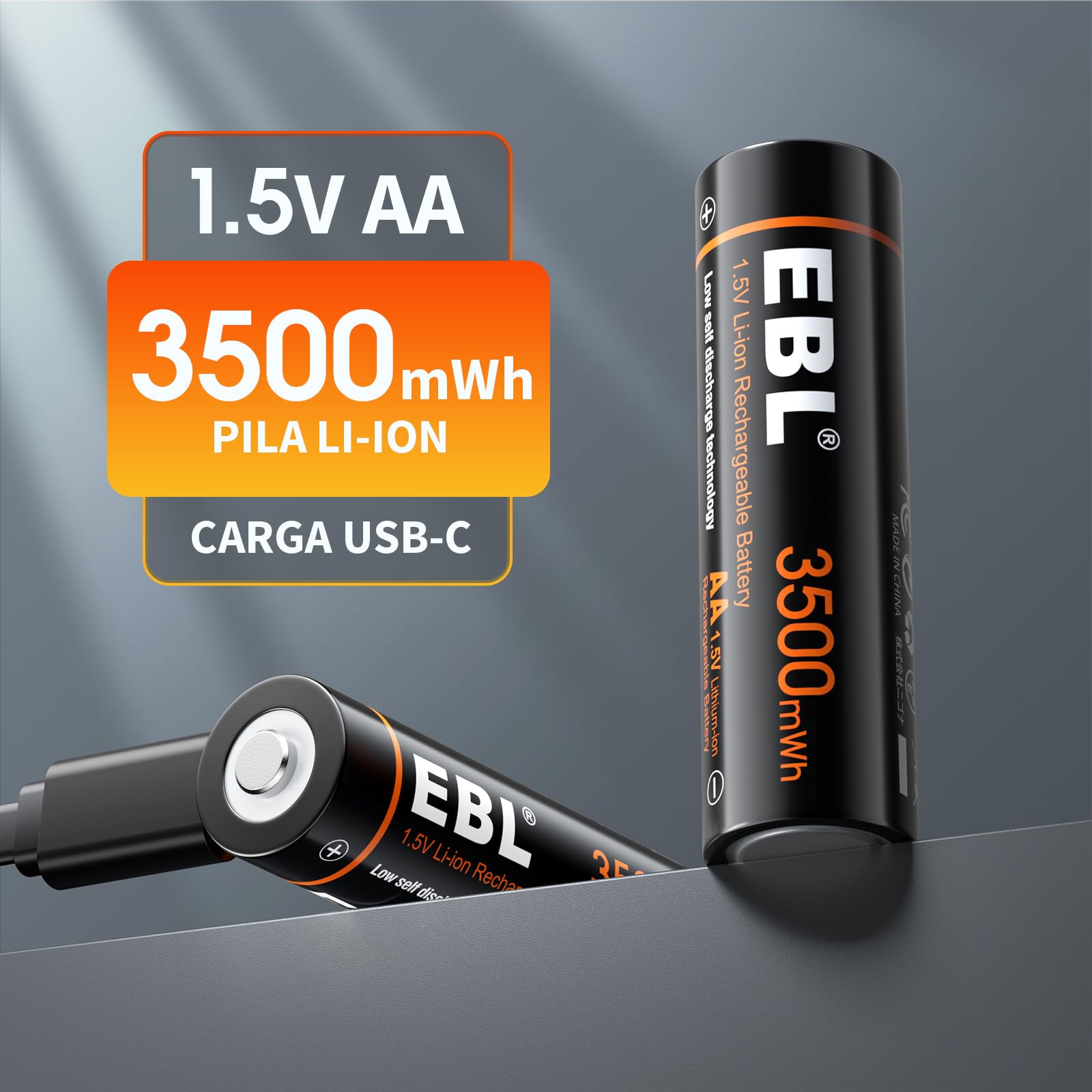 EBL Pilas Recargables AA 3500mWh Alta Capacidad con USB, Pilas AA Precarga y Baja Autodescarga Pilas 3500mWh (NO 3500mAh)