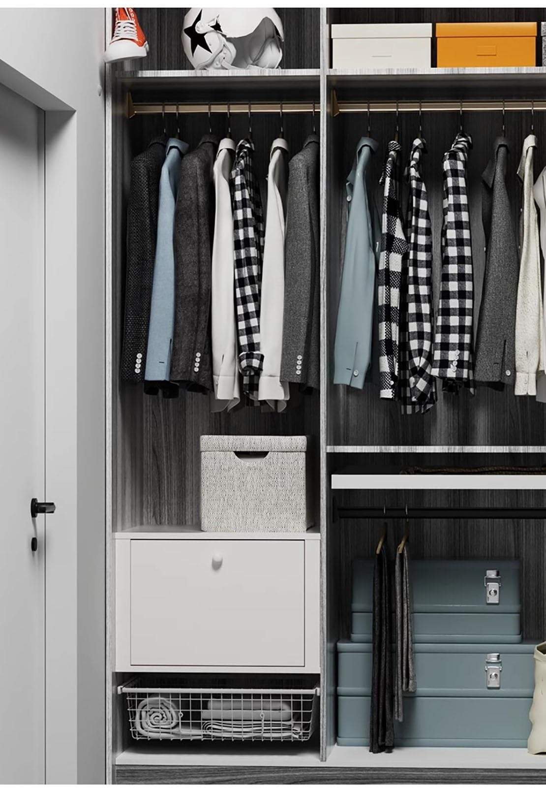 Schrankstange Schrankrohr Kleiderstange Anpassbar Stangen Für Kleiderschränke Zum Aufhängen Von Kleidung, Aluminium Duschvorhangstangen Raumteiler Bar, Mit Flansch & Montageschrauben, Schlafzimmer Pla