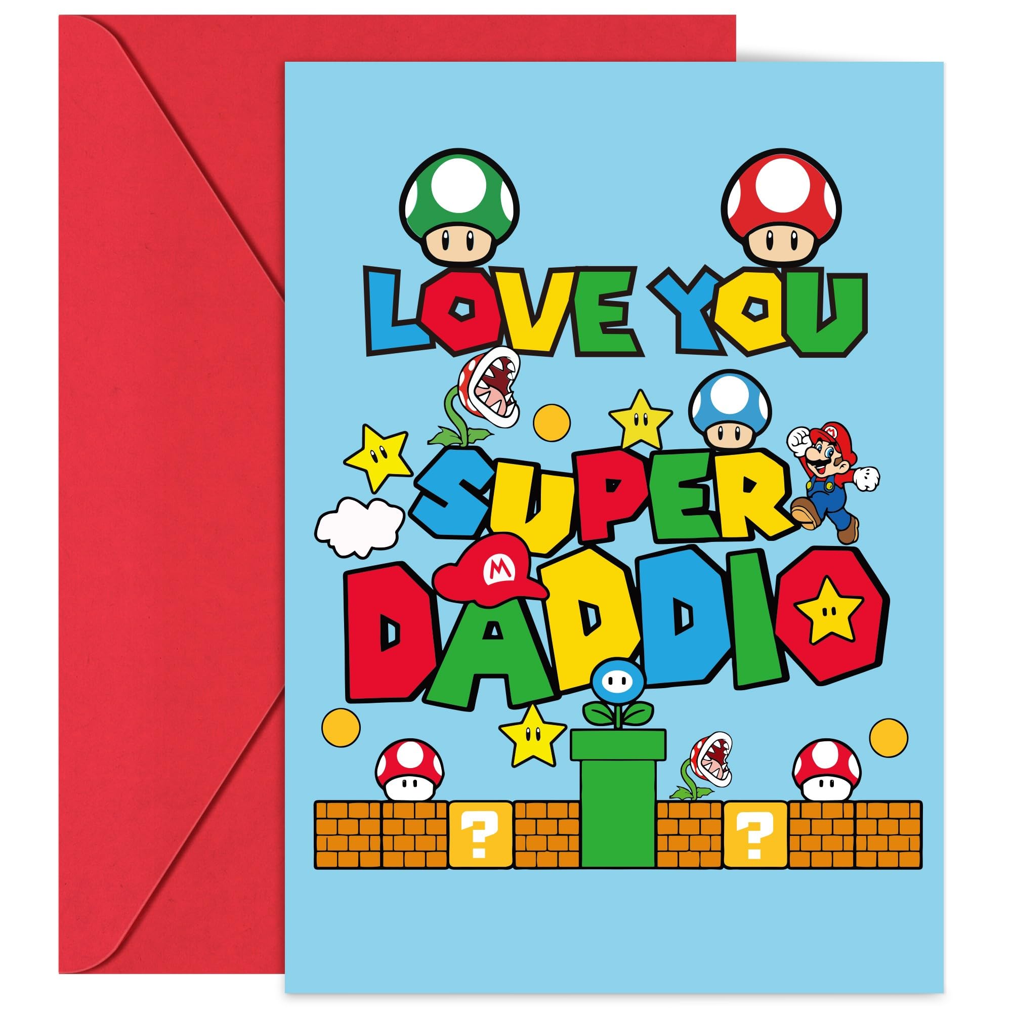 HiBathti Dad Birthday Card - 5X7 Super Daddio Birthday Day Card for Dad with Envelope, Funny Fathers Gifts from Daughter Son Kids, Father's Days Gift