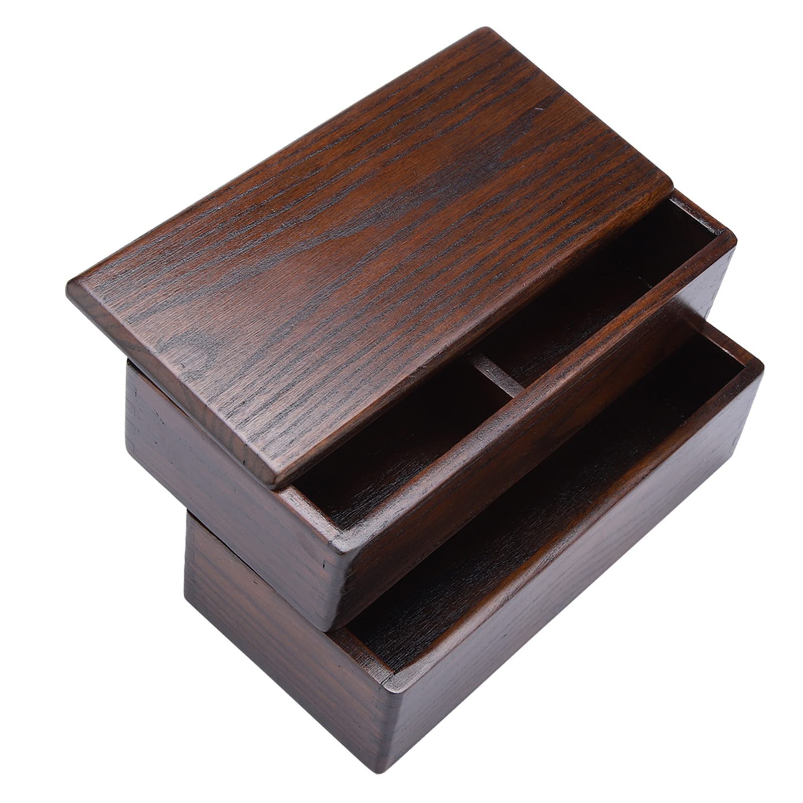 Caja de madera rectangular doble capa vajilla saludable de mesa 8