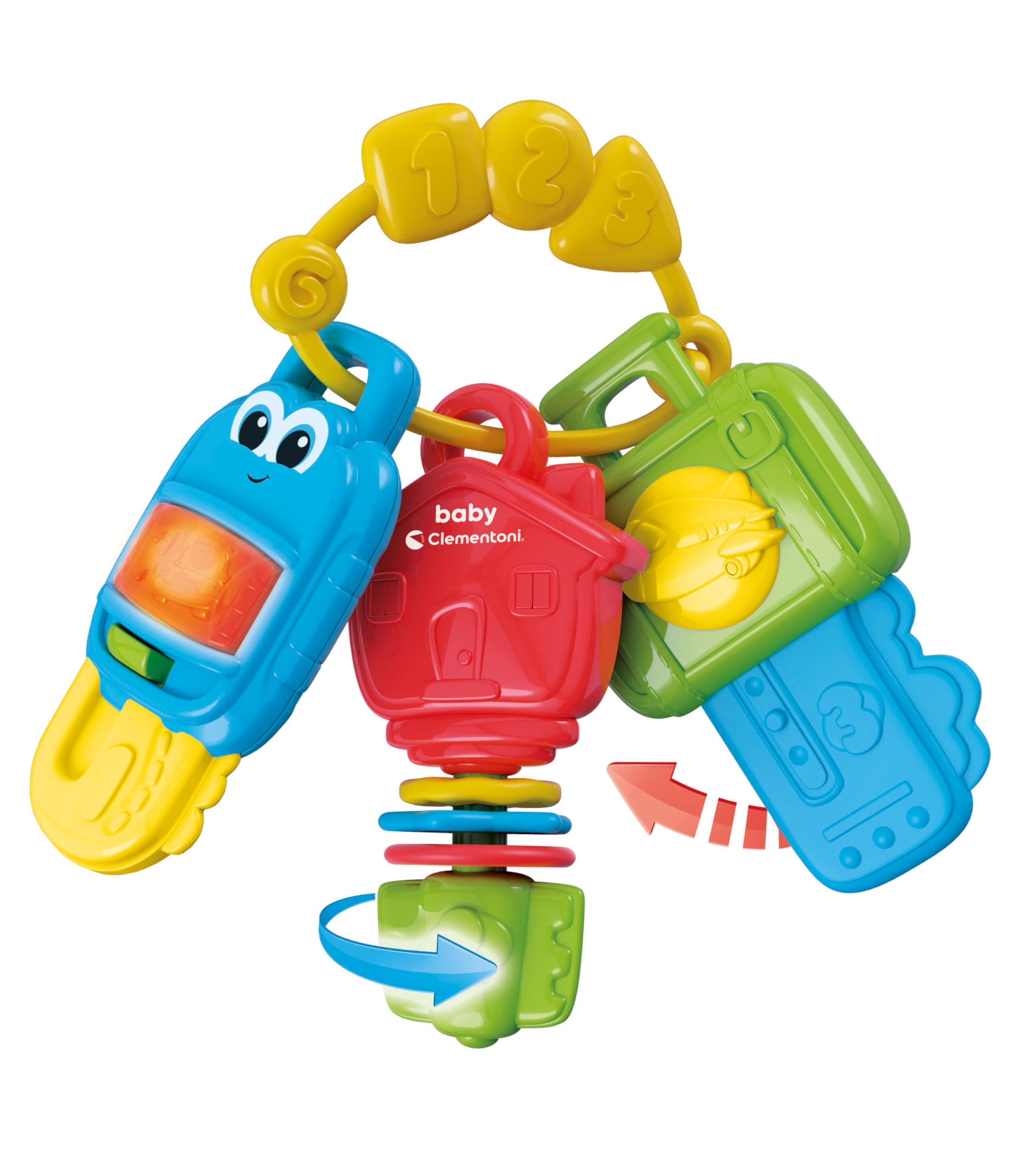 Clementoni - 3 Chiavi Giocattolo Interattive, Multi-Activity Keys, Gioco Musicale Elettronico per la Prima Infanzia con Luci e Suoni, Bambini 3-36 Mesi, Batterie Incluse, 17914