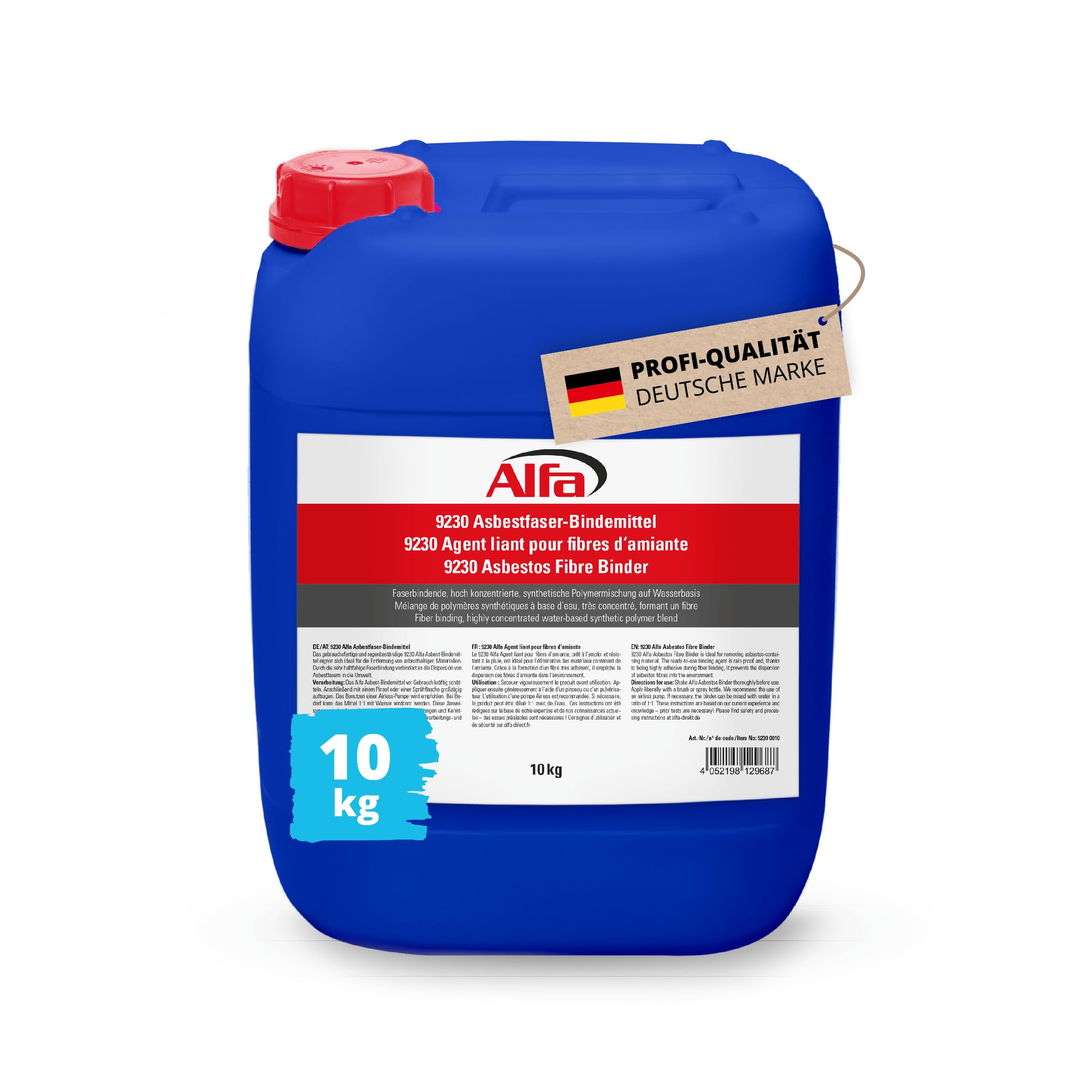 10 kg Alfa Asbestfaser-Bindemittel 1 x 10 kg Kanister Chemikalienbindemittel Faserbindemittel - gebrauchsfertig und 1:1 verdünnbar