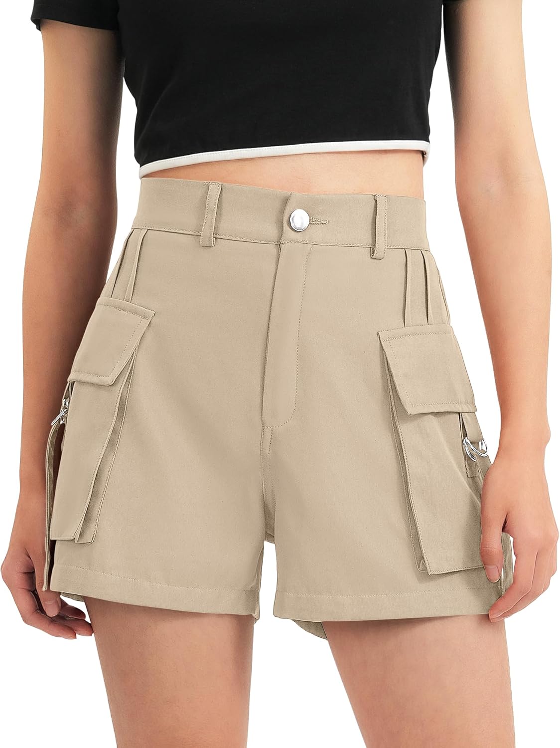 BOOPH Girls Hiking Cargo Shorts Kids Lightweight Pockets Athletic Summer Casual Uniform Shorts for Girls 6-14Y