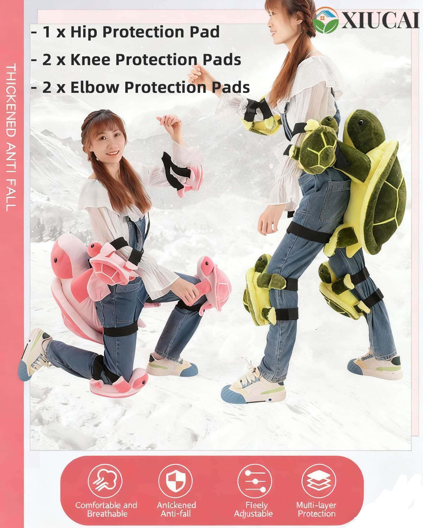 Schnee Schutzausrüstung Set, 3-Teilige Knieschoner Ellbogen Plüsch Hüftprotektor, Stoßdämpfung Zubehör für Ski Snowboard Schlittschuh, Jugend Anfänger,I,M 30~50kg