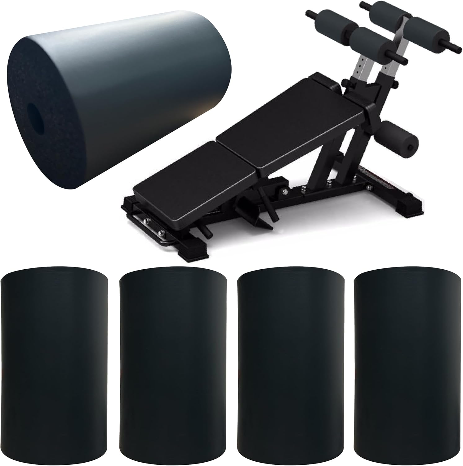 4 Pcs Foam Pad Roller, Foam Roller Pad Replacement for Leg Extension Weight Bench Inversion Table and Home Gym Exercise Equipments, Suitable for 1-inch Rod (7.87"L X 4.72" Od X 1.18" Id)