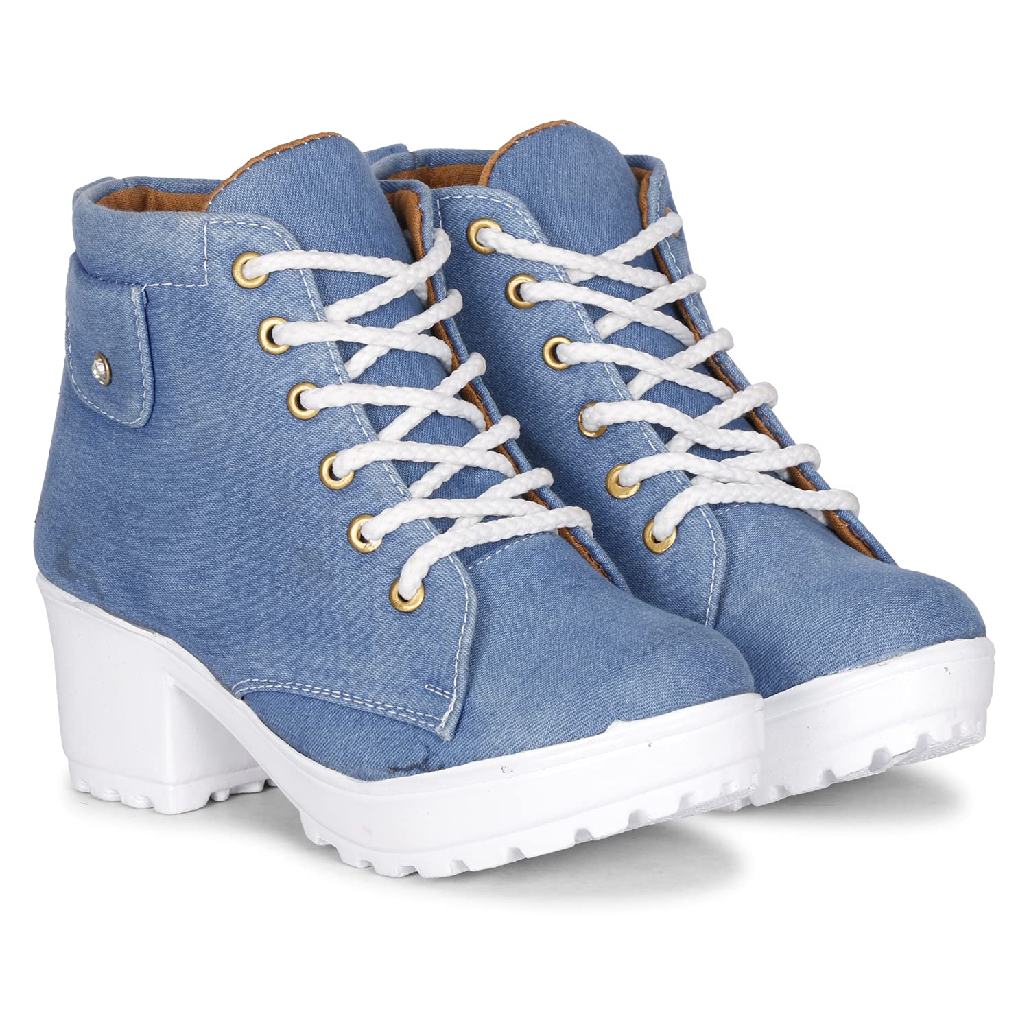 KRAFTER Womens and Girls High Ankle Denim Stylish Boots (B08GSF5X9F) Amazon Price History, Amazon Price Tracker