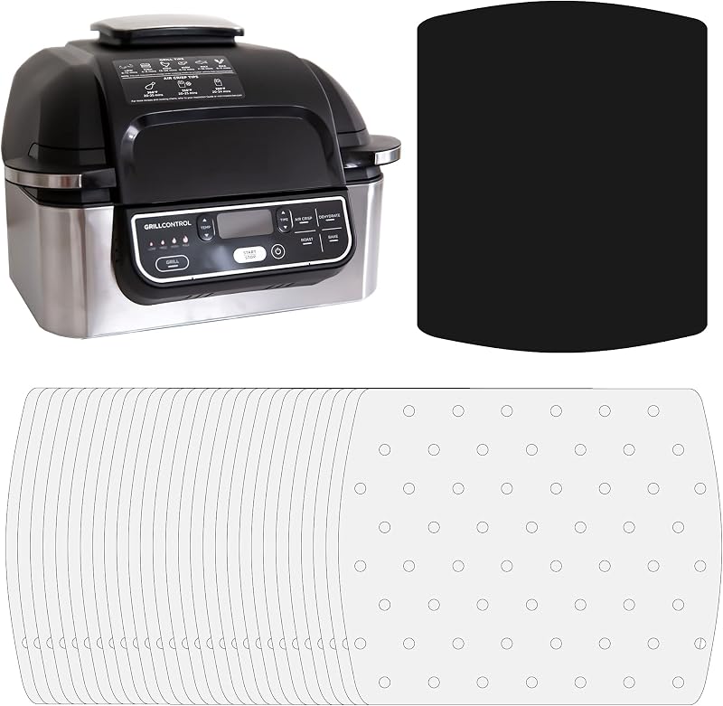 Air Fryer Parchment Paper For Ninja Foodi Grill 5-in-1 AG301, 4qt Ninja Foodi Accessories, AirFryer Accessories, 100pcs Air Fryer Liners, Heat Resistant Mat for Cookware by INFRAOVENS