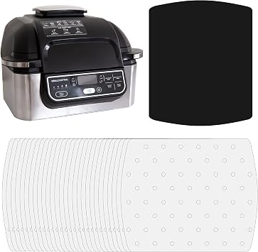 Air Fryer Parchment Paper For Ninja Foodi Grill 5-in-1 AG301, 4qt Ninja Foodi Accessories, AirFryer Accessories, 100pcs Air Fryer Liners, Heat Resistant Mat for Cookware by INFRAOVENS