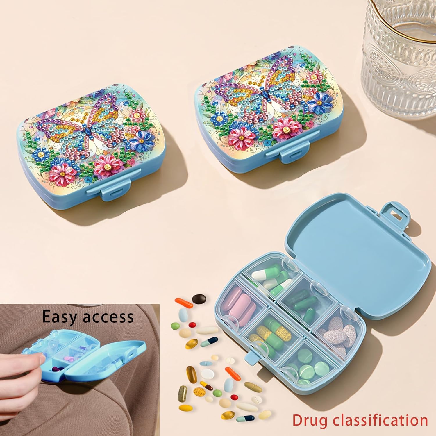 ARTopet 4Pcs Diamond Art Painting Mini Storage Box with 6-Grid Creative Design Compact Portable Small Case for Purse Travel Daily-02
