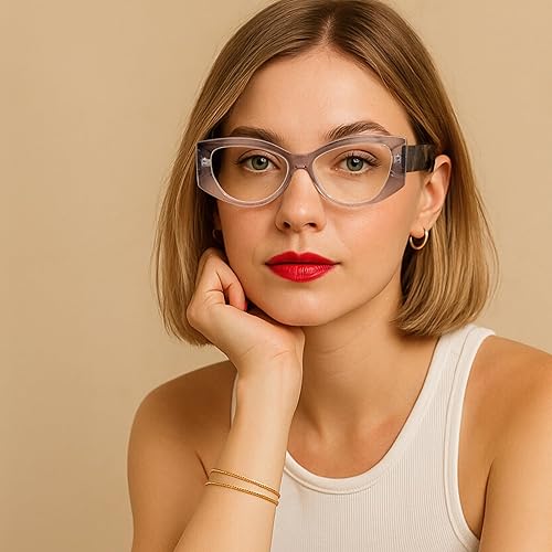 Miniatura 3 de Gray Vogue - Gafas de lectura de ojo de gato de gran tamaño para mujer, para lucir elegante con alta visión, cómodos lentes de lectura para mujer