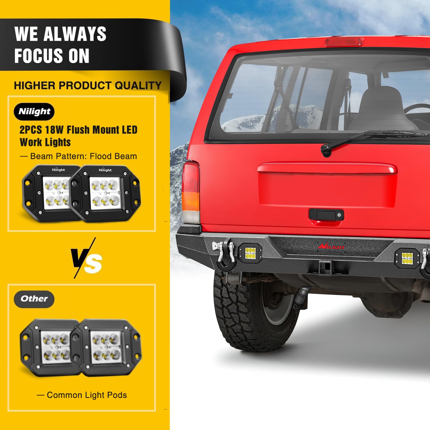 Amazon.com: Nilight Rear Bumper Compatible for 1984-1993 1994 1995