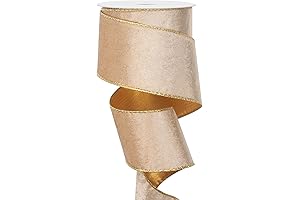 Wired Christmas Velvet Ribbon with Gold Edge