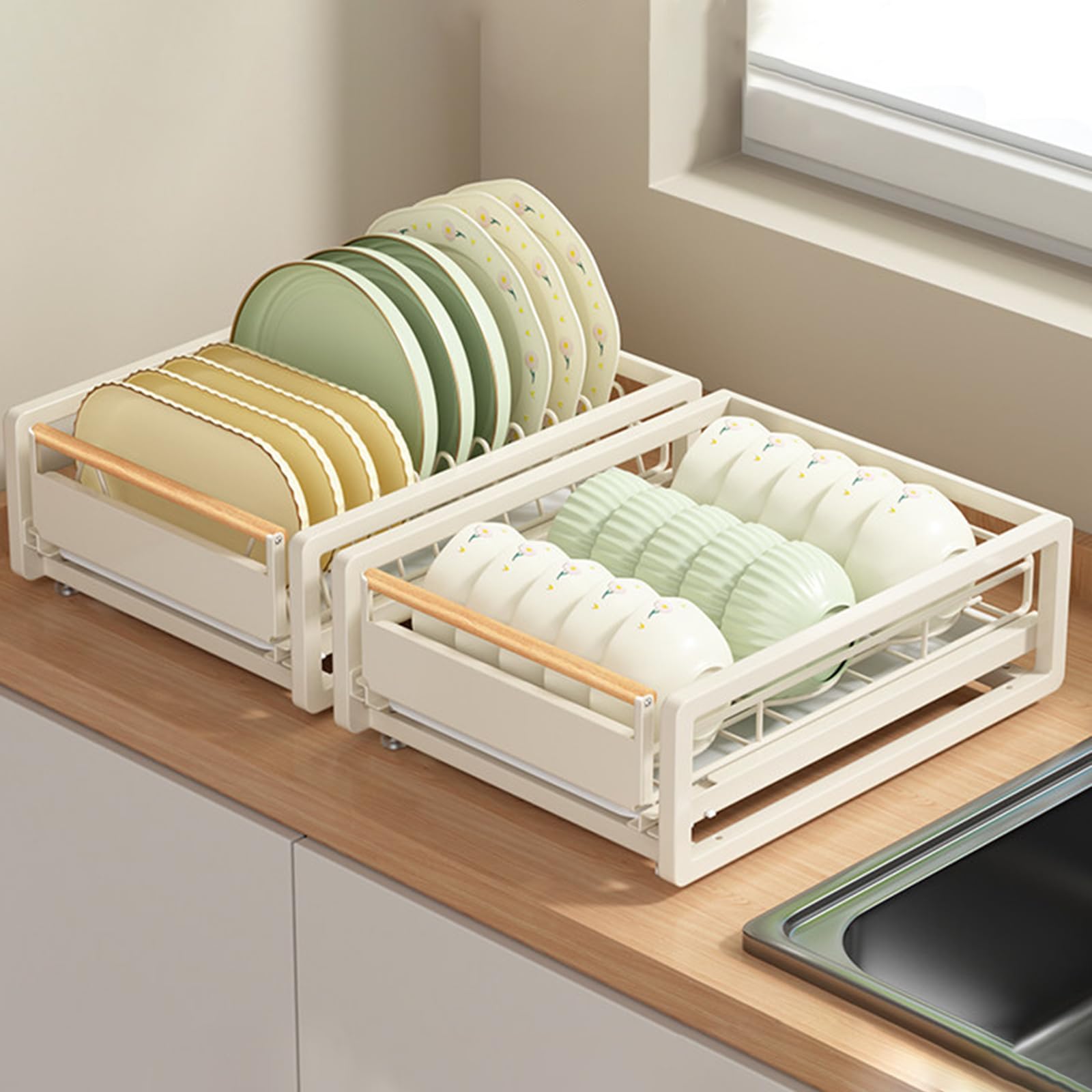 Organizador Bajo Fregadero con Bandeja, Gran Capacidad y Alfombrilla Antideslizante, Estante Extraíble para Cocina, Baño y Armario Black 15.3x11.8x5.1in/39x30x13cm