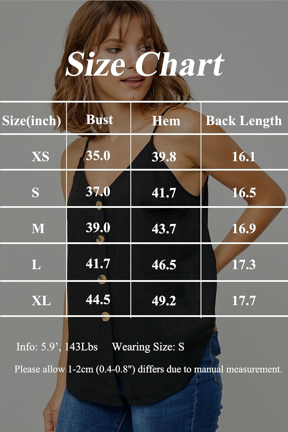 Womens Cotton Linen Tank Tops Causal V Neck Sleeveless Button Down Tops Summer Loose Fit Spaghetti Strap Cami Shirts - Image 6