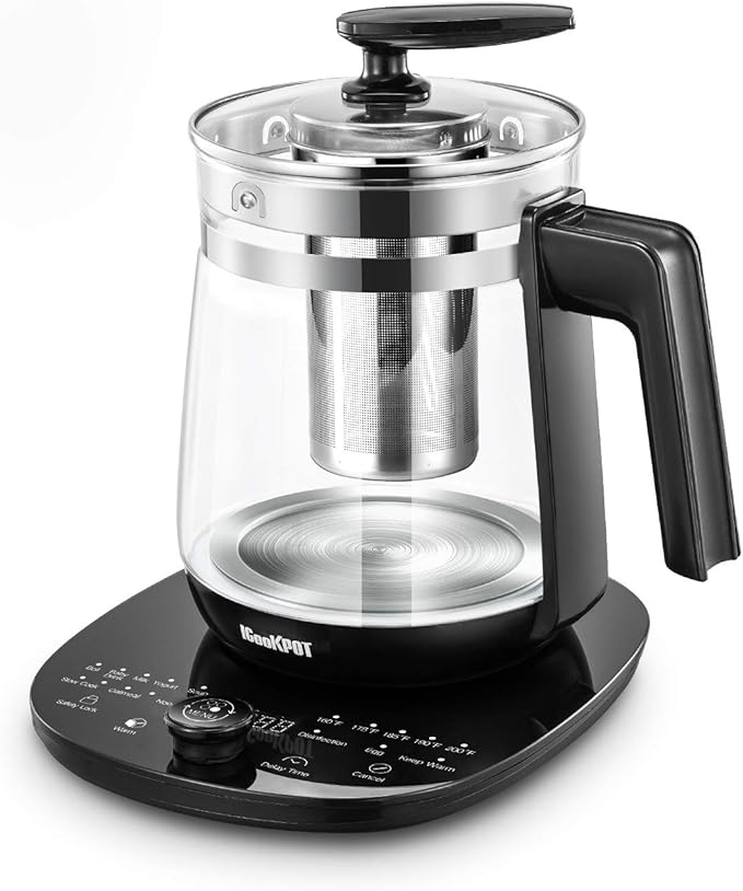 ICOOKPOT MultiUse Electric Kettle Borosilicate Glass Tea