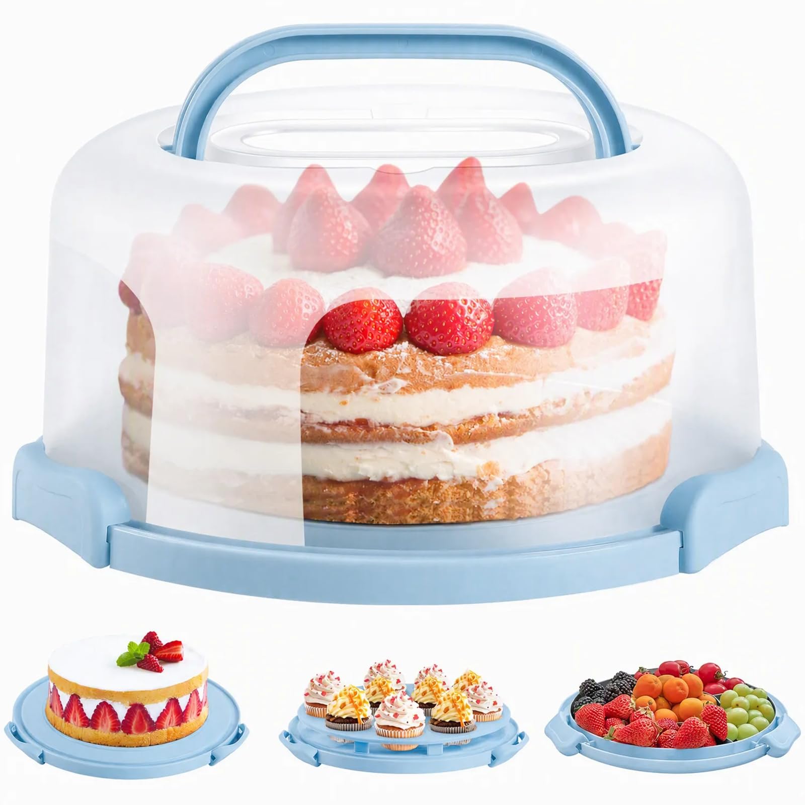 Ohuhu Cake Carrier with Handle, Multifunctional Cake Box for 10 Inch Cake