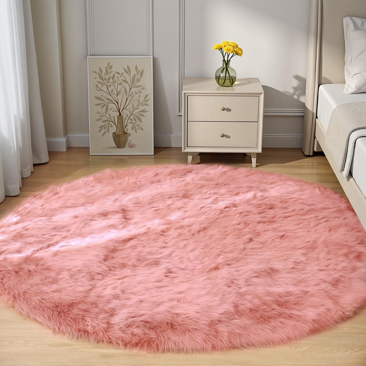 Amazon.com: Goolela Pink Round Rug 6ft Circle Fluffy Fuzzy Furry