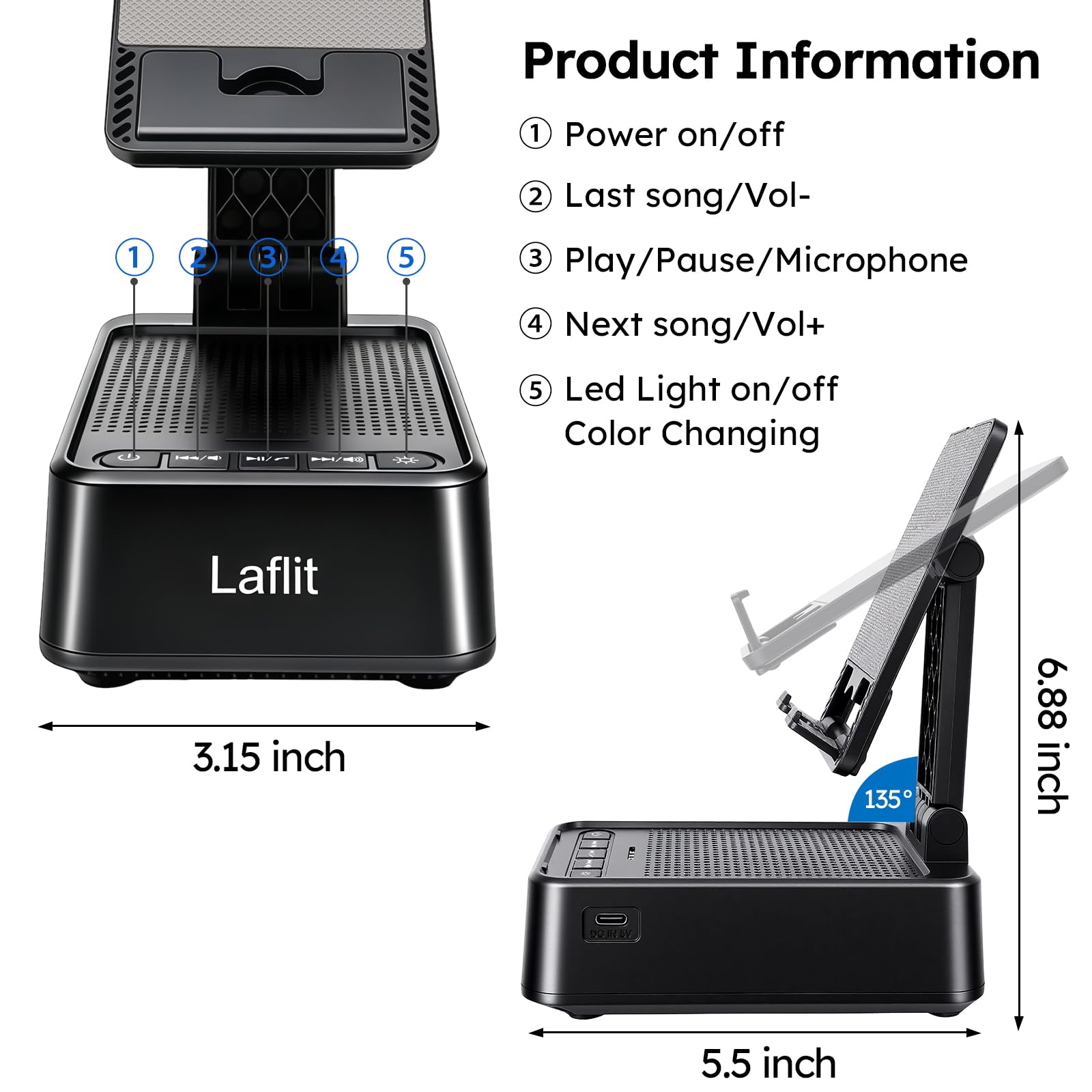 Geschenke für Männer und Frauen, Telefonständer mit Bluetooth-Lautsprecher und LED-Umgebungslicht, HD-Surround-Sound-Lautsprecher, kompatibel mit allen iPhone/Android-Handys, iPad, Kindle