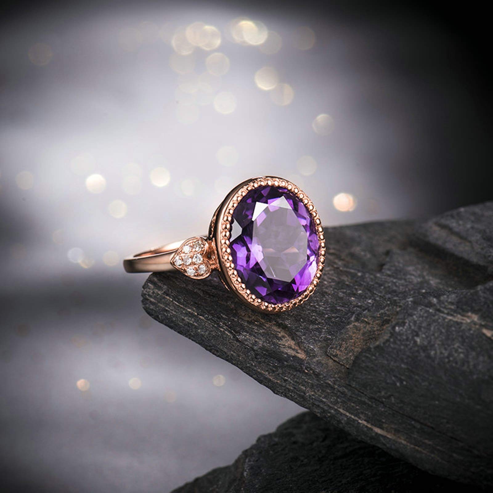 Obrączki małżeńskie, pierścionki zaręczynowe 4,64ct ametyst 18-karatowe różowe złoto diamentowe pierścionki biżuteria walentynkowa rozmiar 6,75-30